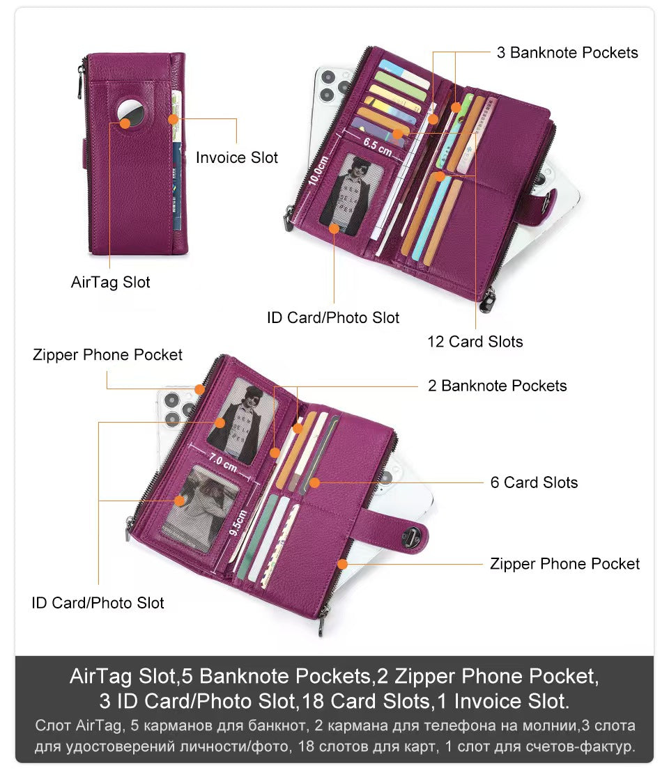 With AirTag tracking card slot RFID Blocking Wallet