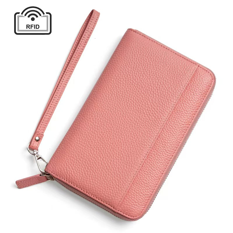 Leather multiple card slots rfid passport wallet