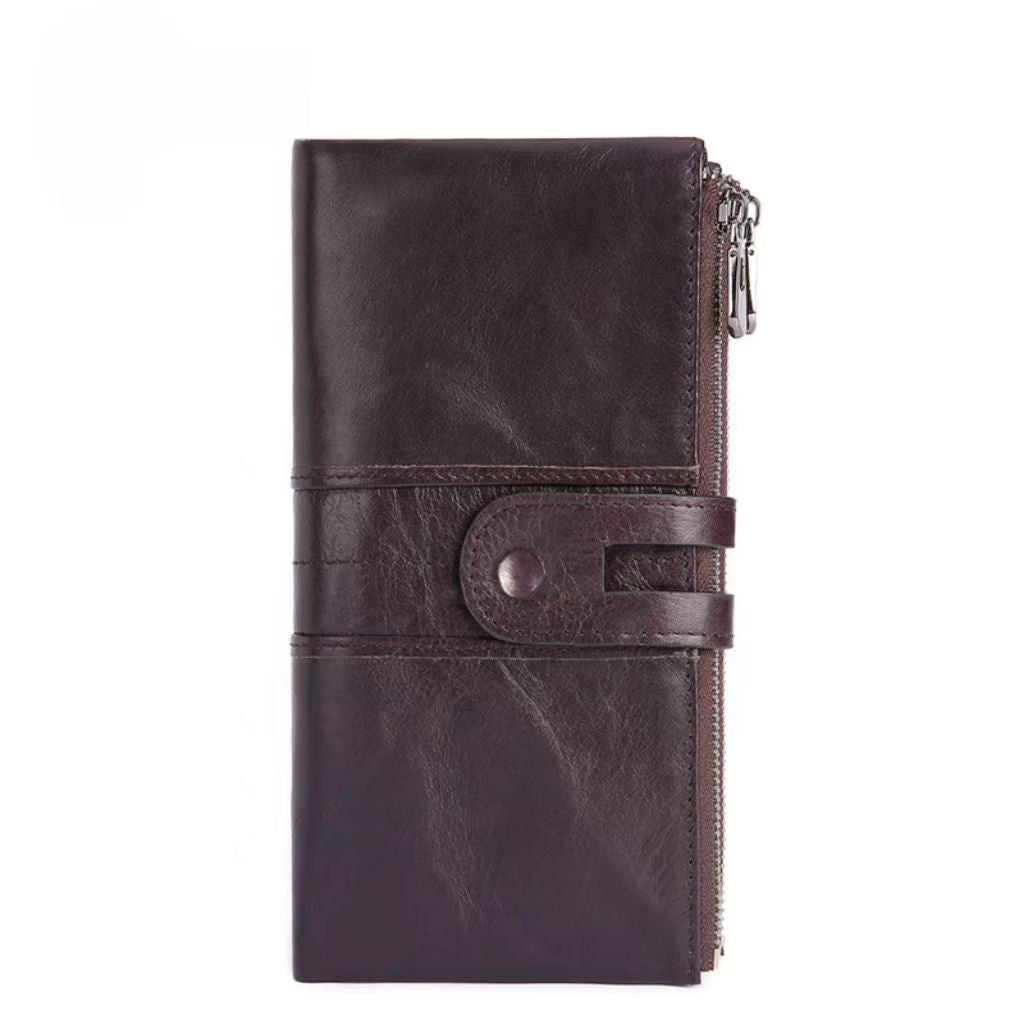 Retro large capacity concealed button rfid wallets