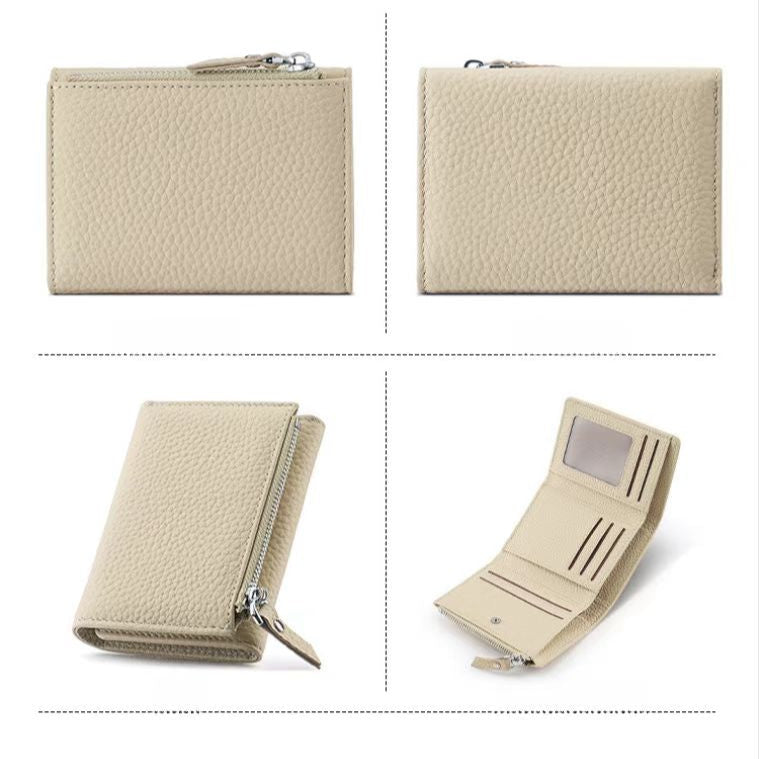 Lychee pattern leather folding wallet rfid wallet