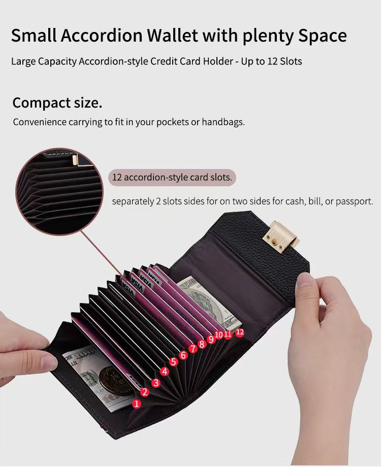 Embroidered Simple Accordion Card Holder rfid wallet