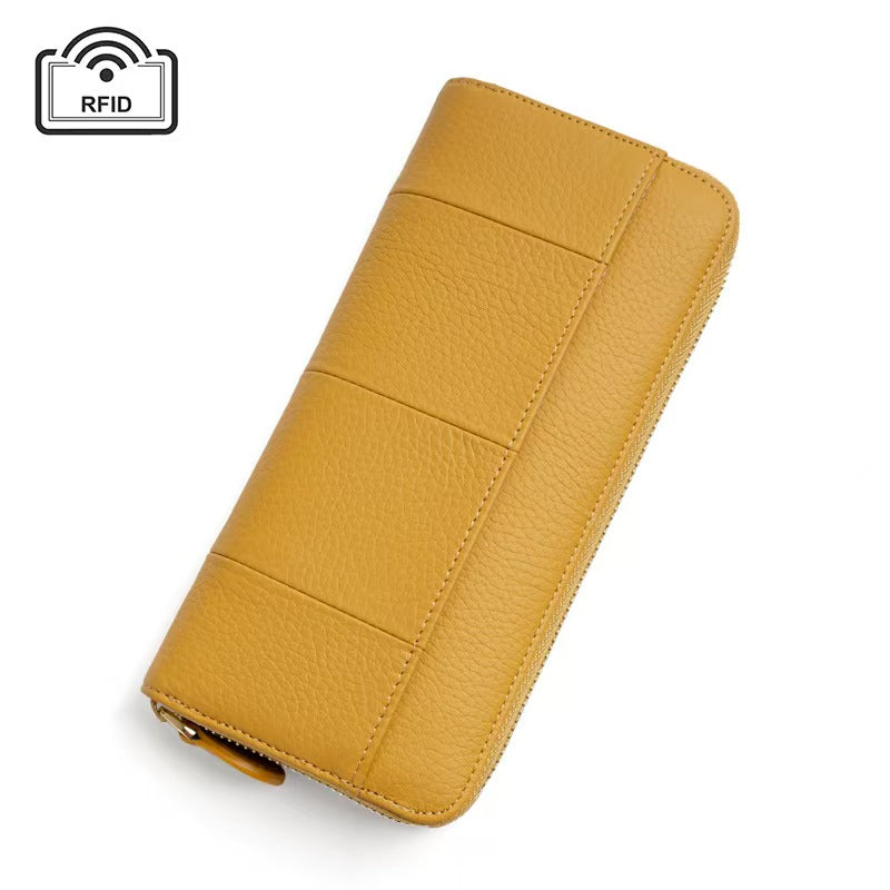 Long zipper with large capacity rfid wallet