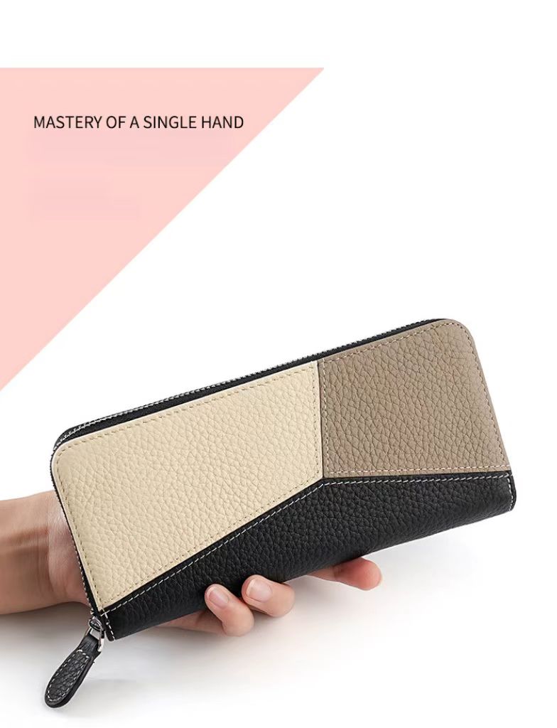 Fashionable stitching contrast color women's wallets rfid