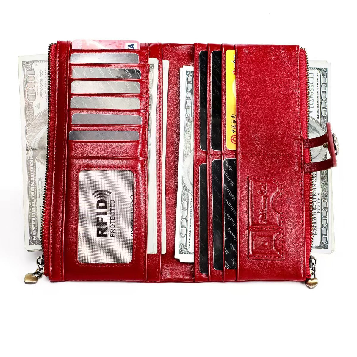 Retro anti-theft brush women's wallets rfid