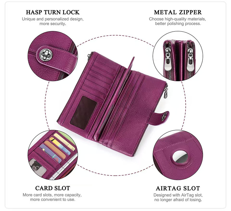 With AirTag tracking card slot RFID Blocking Wallet