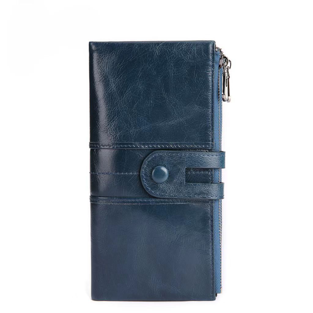 Retro large capacity concealed button rfid wallets