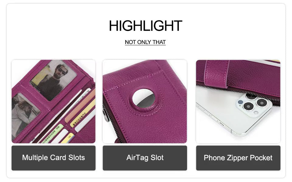 With AirTag tracking card slot RFID Blocking Wallet