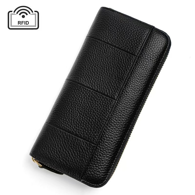 Long zipper with large capacity rfid wallet