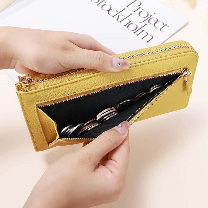 Long L-shaped zipper fashion rfid wallet