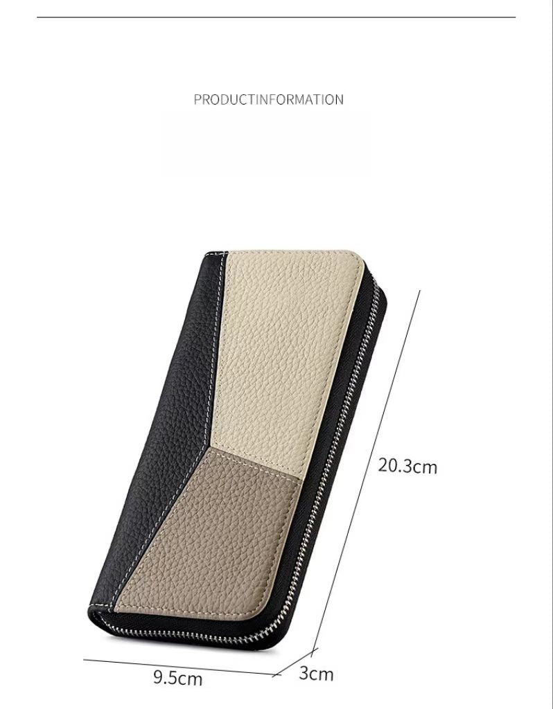 Fashionable stitching contrast color women's wallets rfid