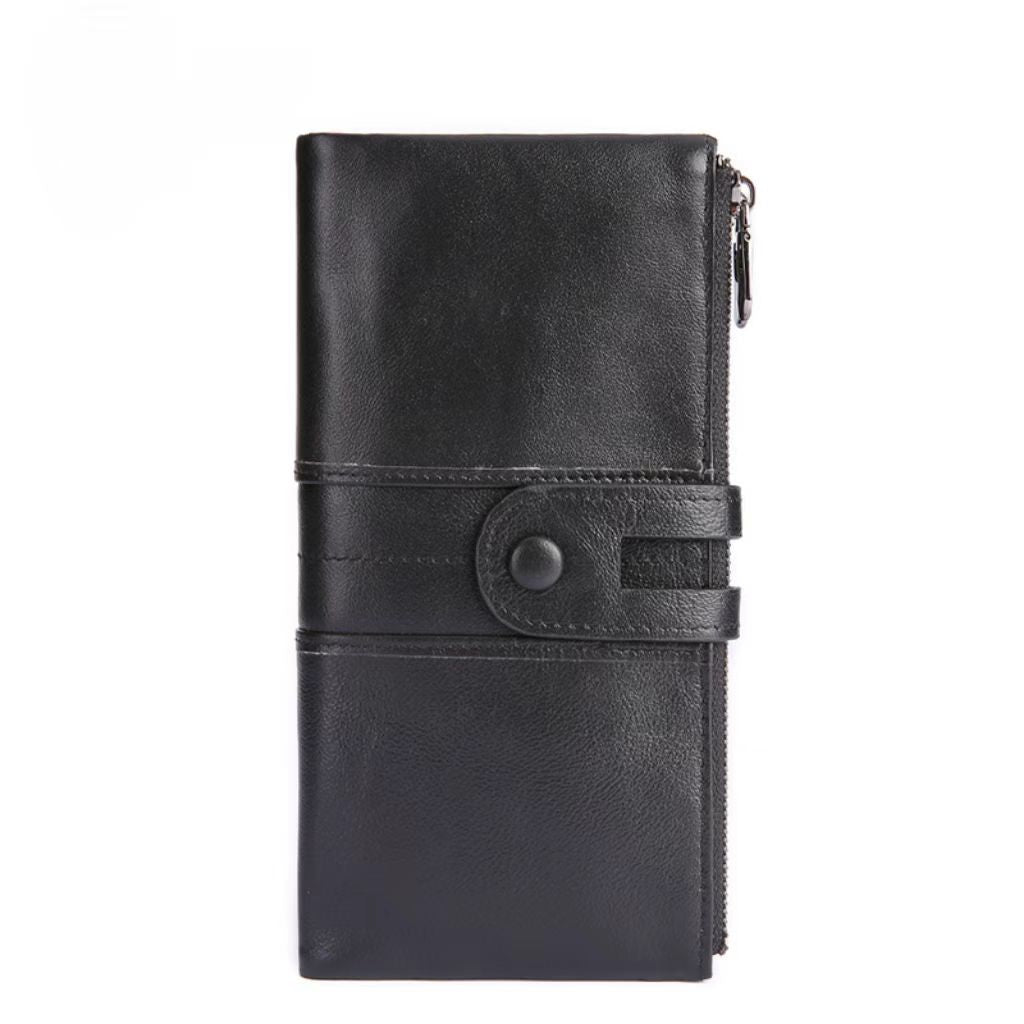 Retro large capacity concealed button rfid wallets