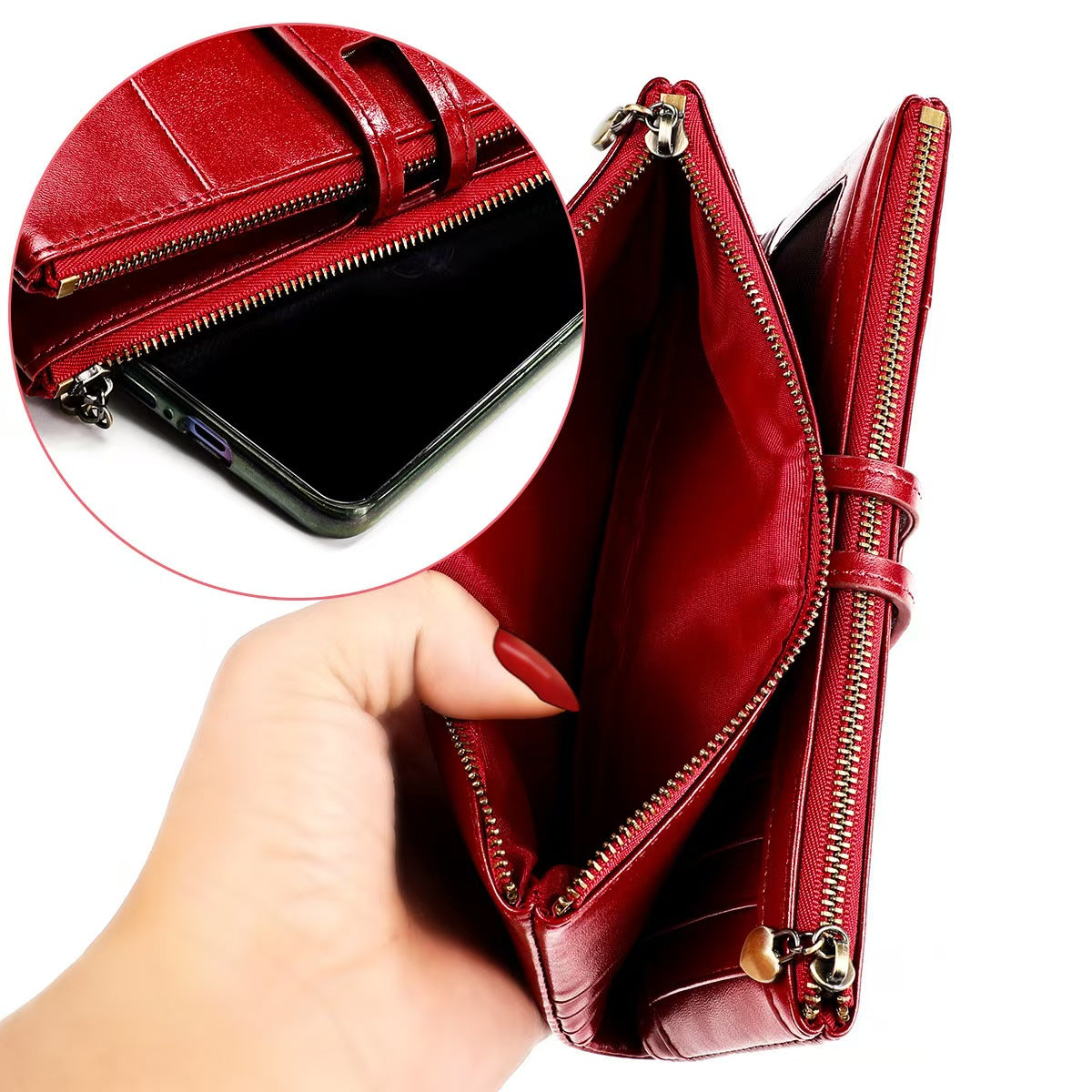 Retro anti-theft brush women's wallets rfid