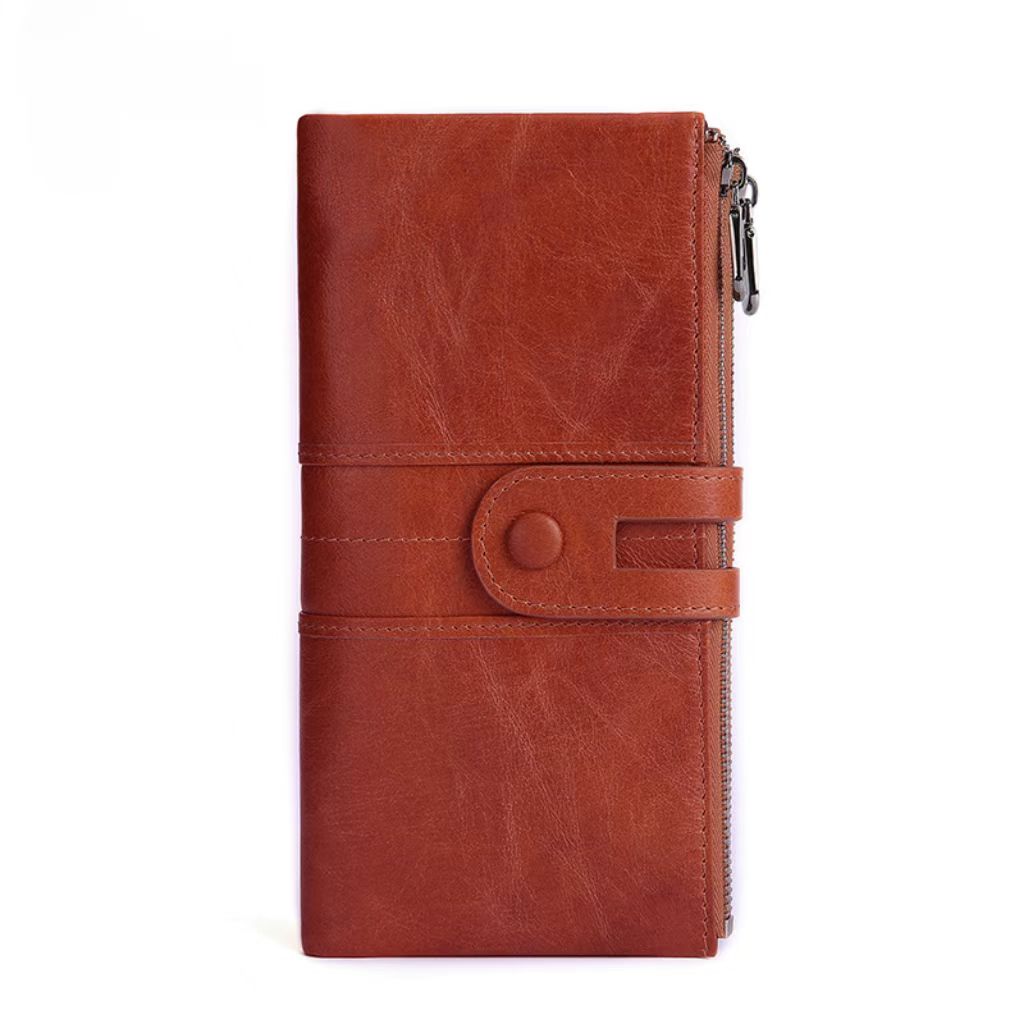 Retro large capacity concealed button rfid wallets