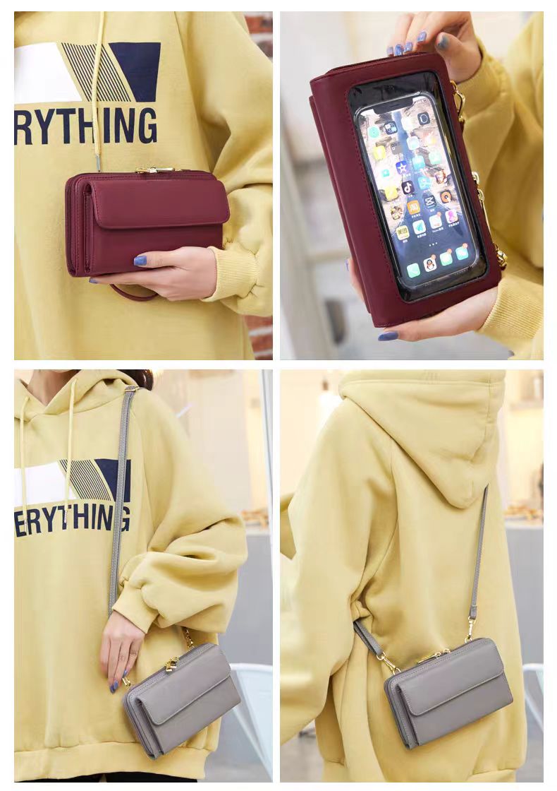 New touch screen mobile phone bag rfid wallets