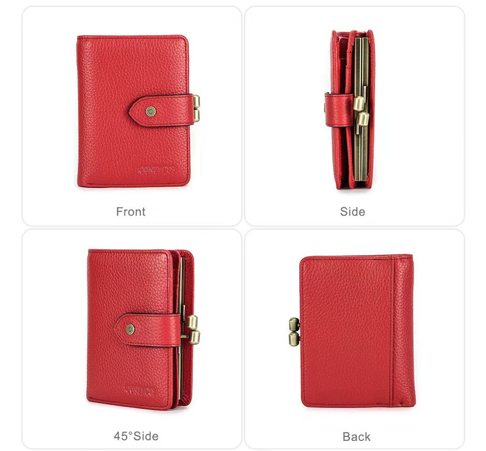 Anti-theft brush leather rfid wallet women