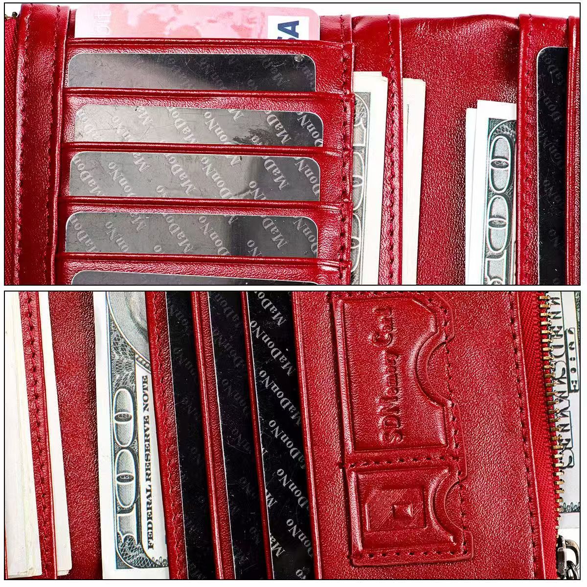 Retro anti-theft brush women's wallets rfid