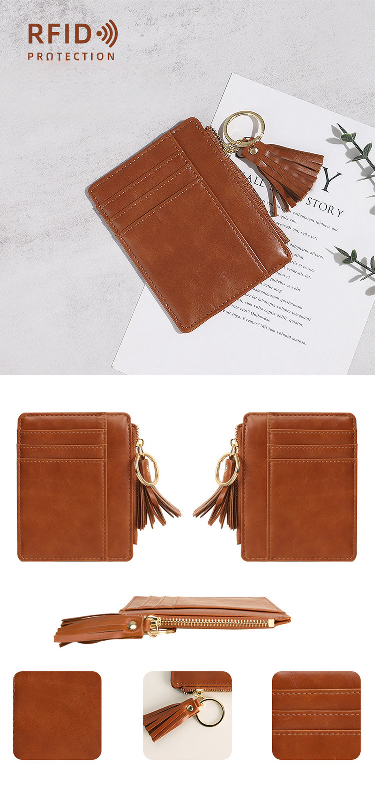 Compact lightweight minimalist rfid ladies wallet