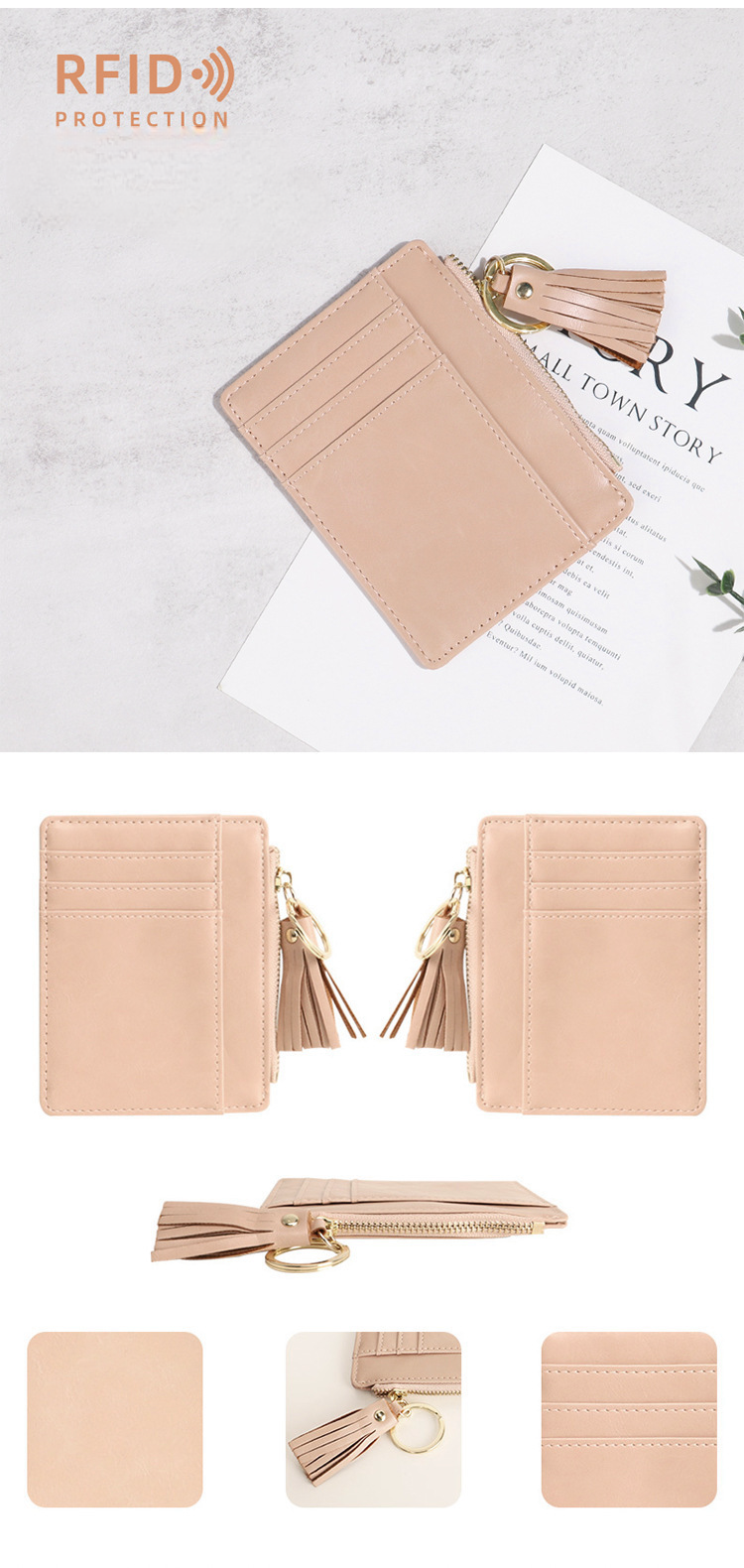 Compact lightweight minimalist rfid ladies wallet