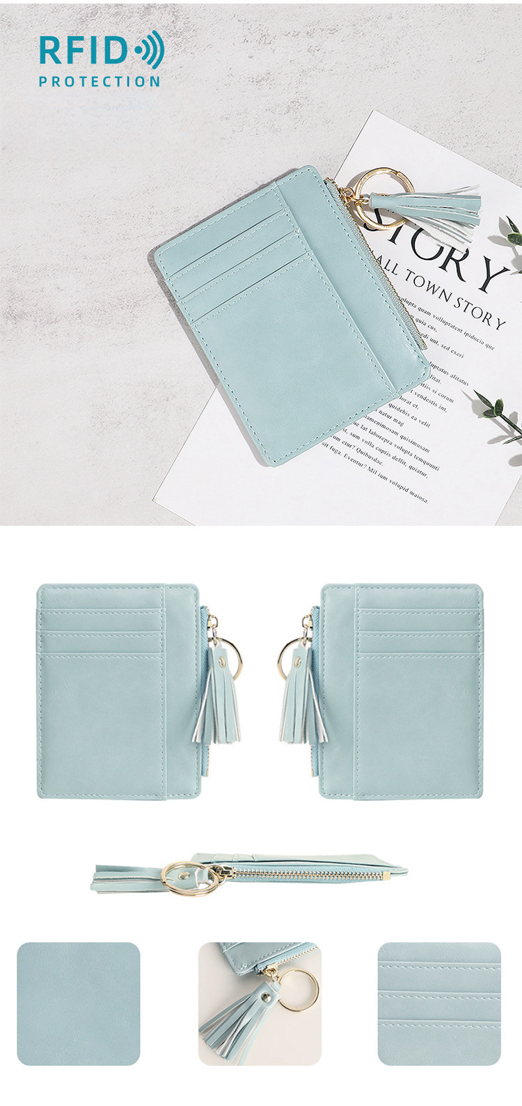 Compact lightweight minimalist rfid ladies wallet