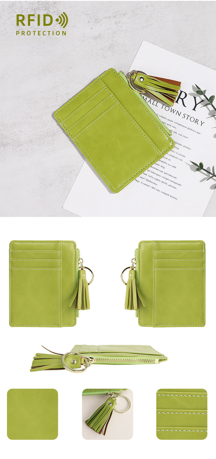 Compact lightweight minimalist rfid ladies wallet