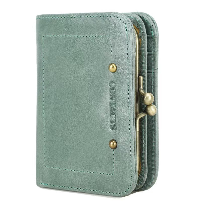 Anti-theft tri-fold leather wallet rfid protection wallet