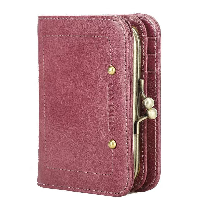 Anti-theft tri-fold leather wallet rfid protection wallet