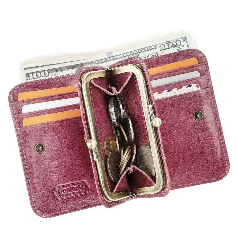 Anti-theft tri-fold leather wallet rfid protection wallet