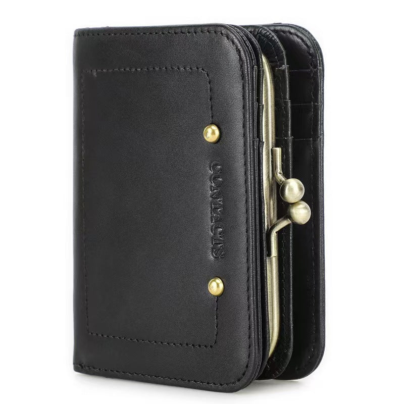 Anti-theft tri-fold leather wallet rfid protection wallet