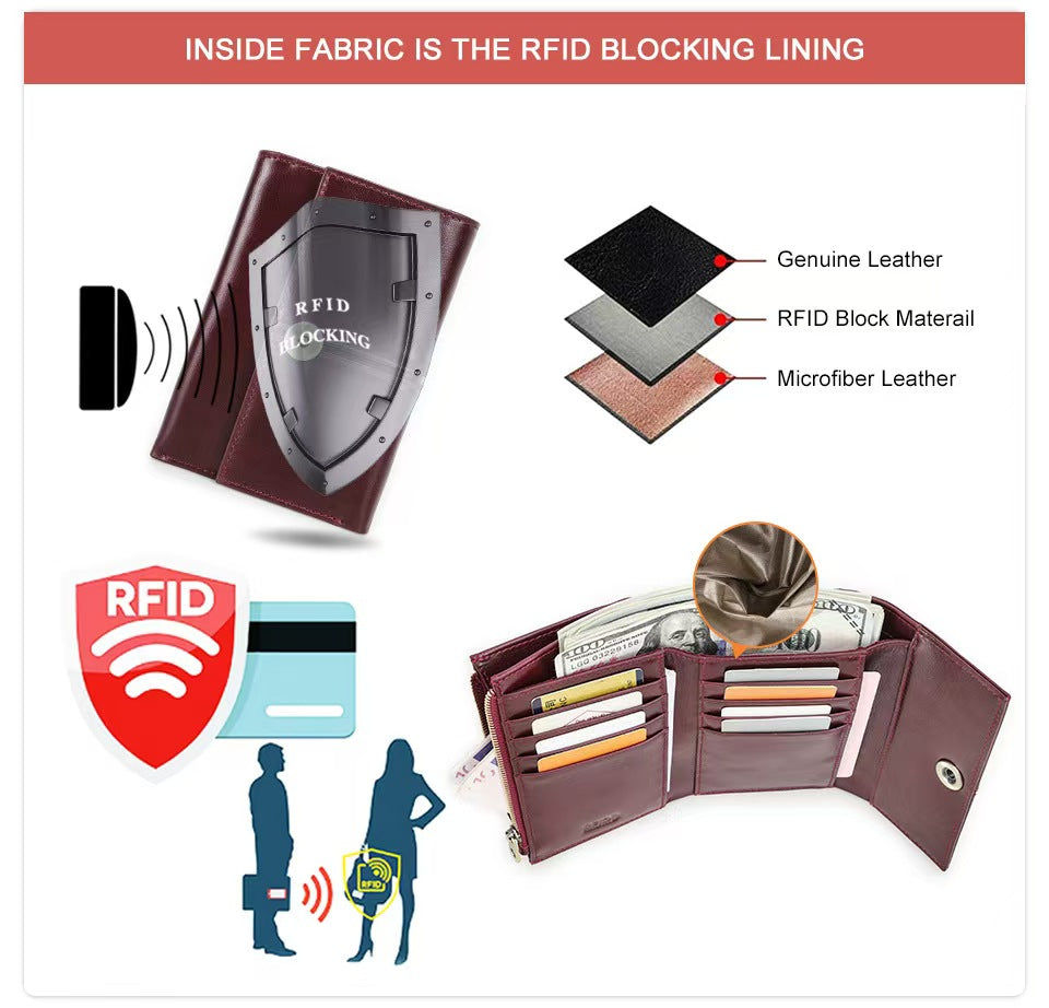 Anti-magnetic tri-fold knot rfid wallet