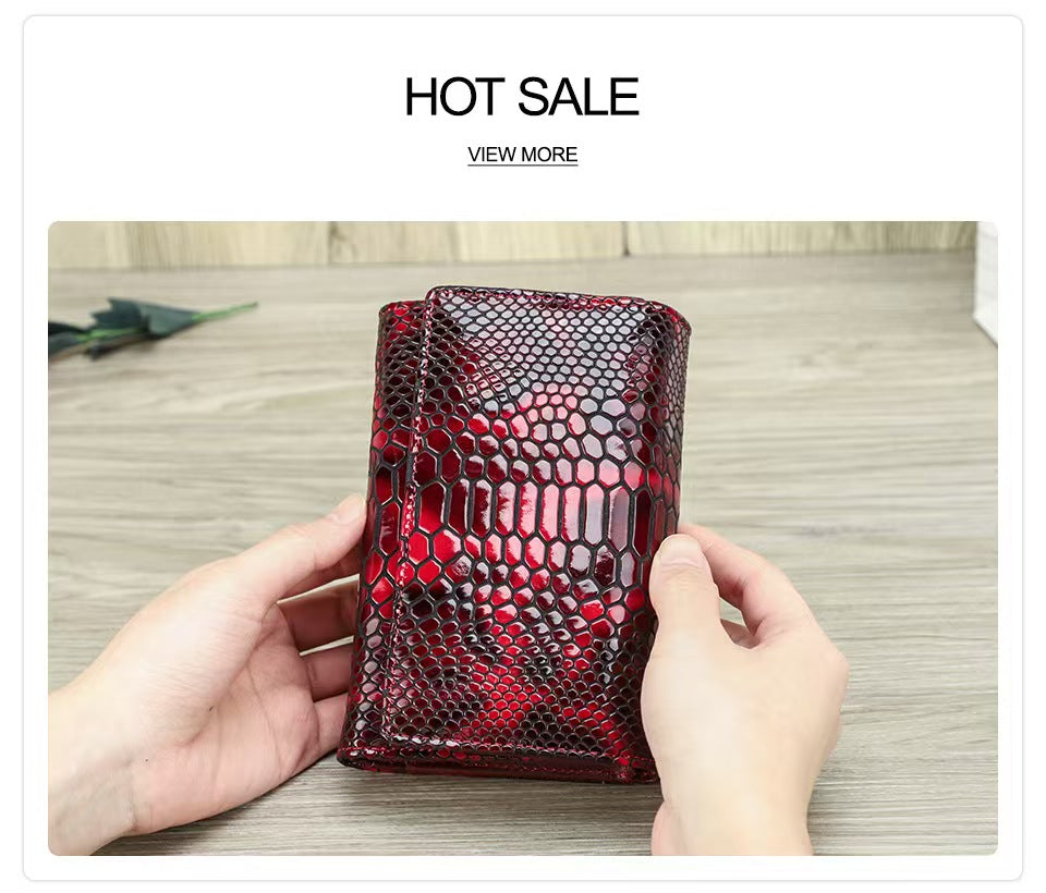 Cropped tri-fold crocodile leather rfid wallets