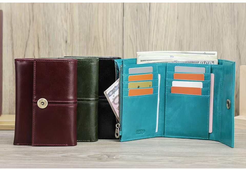 Anti-magnetic tri-fold knot rfid wallet