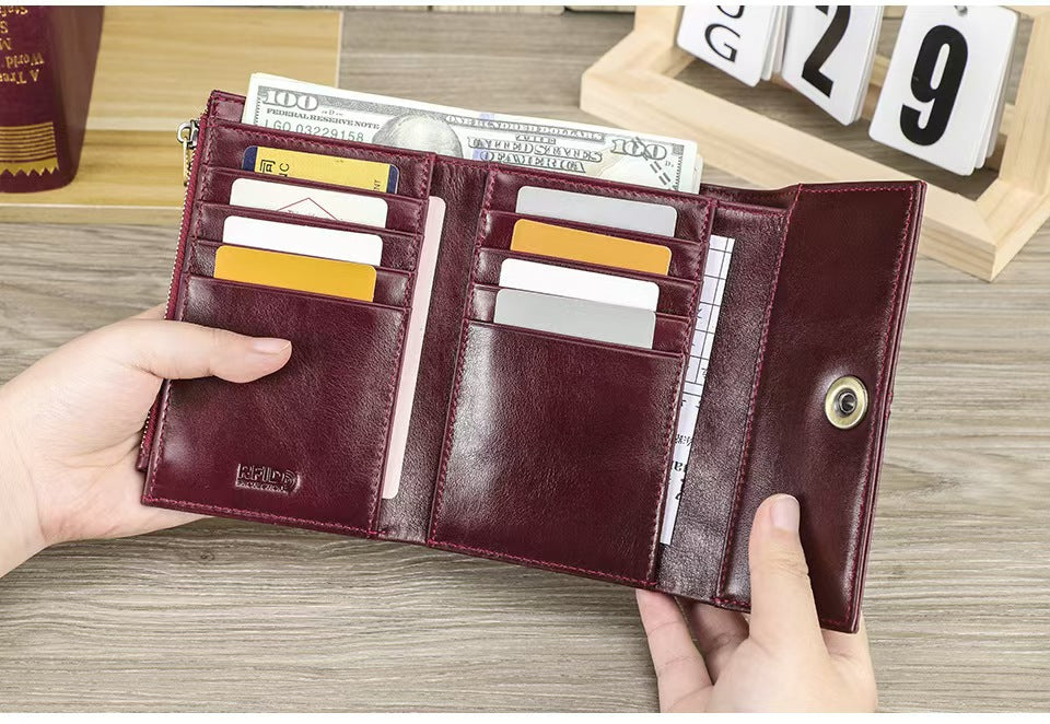 Anti-magnetic tri-fold knot rfid wallet