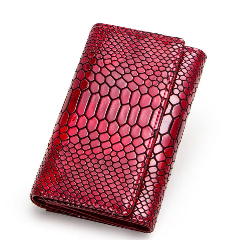 Cropped tri-fold crocodile leather rfid wallets