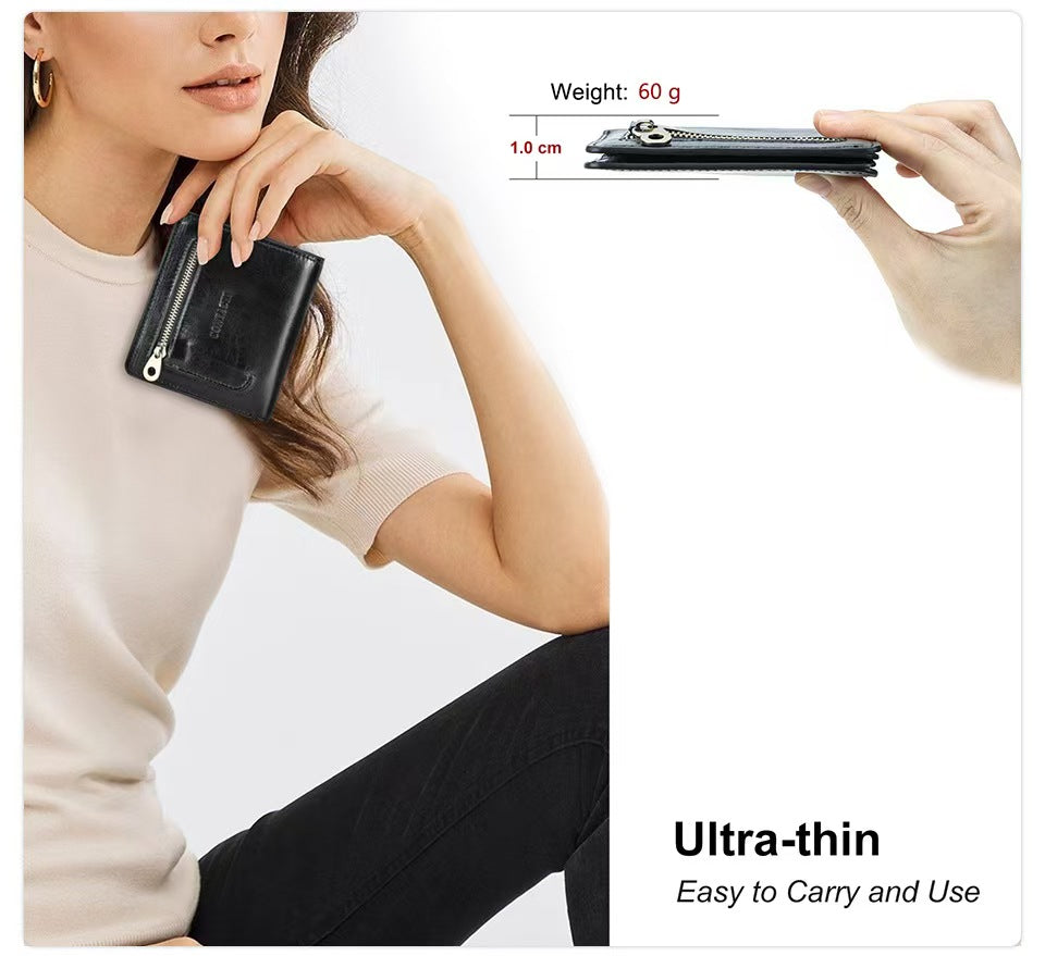 Ultra-thin multifunctional short women's wallets rfid