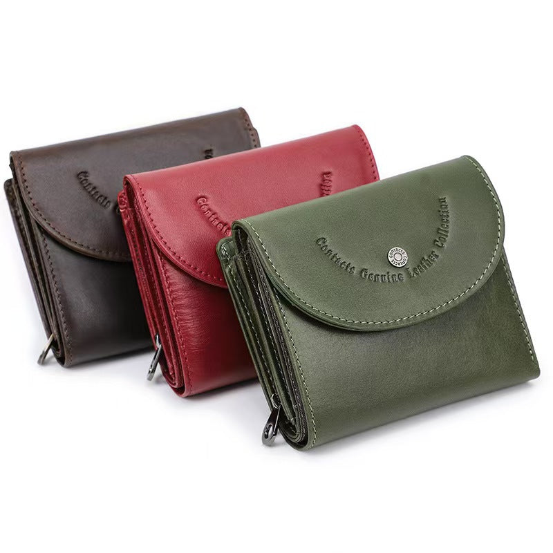 Solid color small rfid wallet women