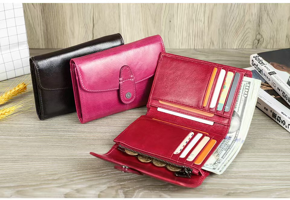 Top grain cowhide fashion wallet rfid wallets