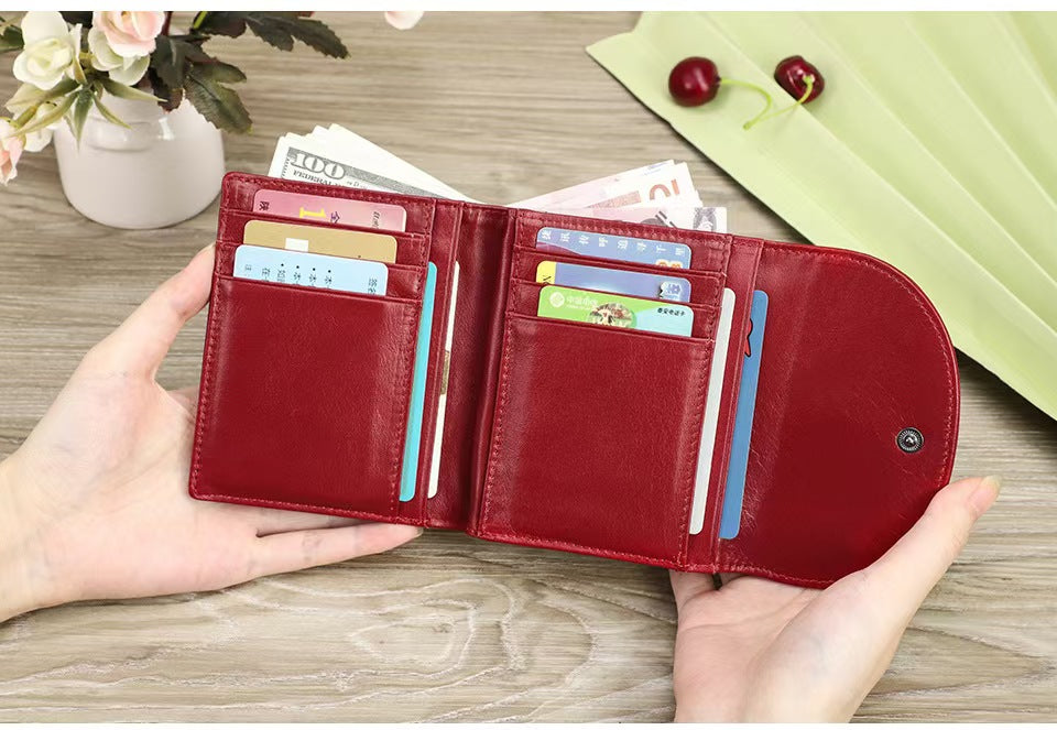 Solid color small rfid wallet women