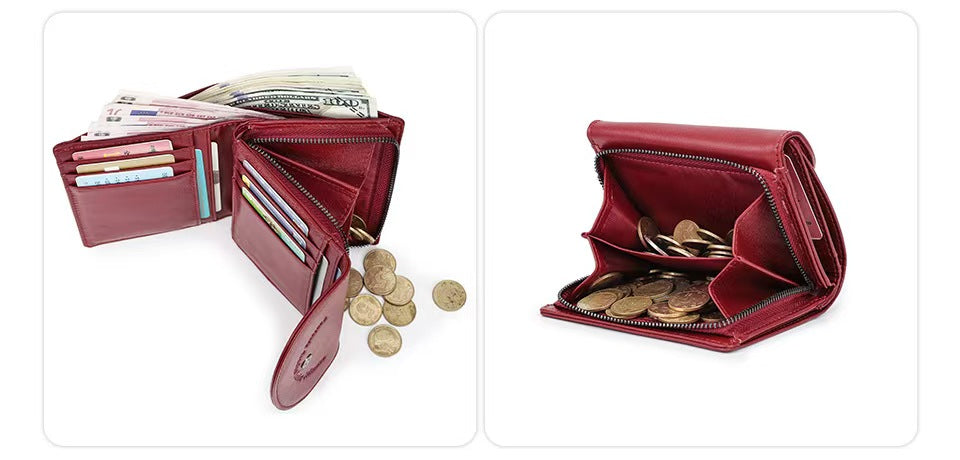 Solid color small rfid wallet women