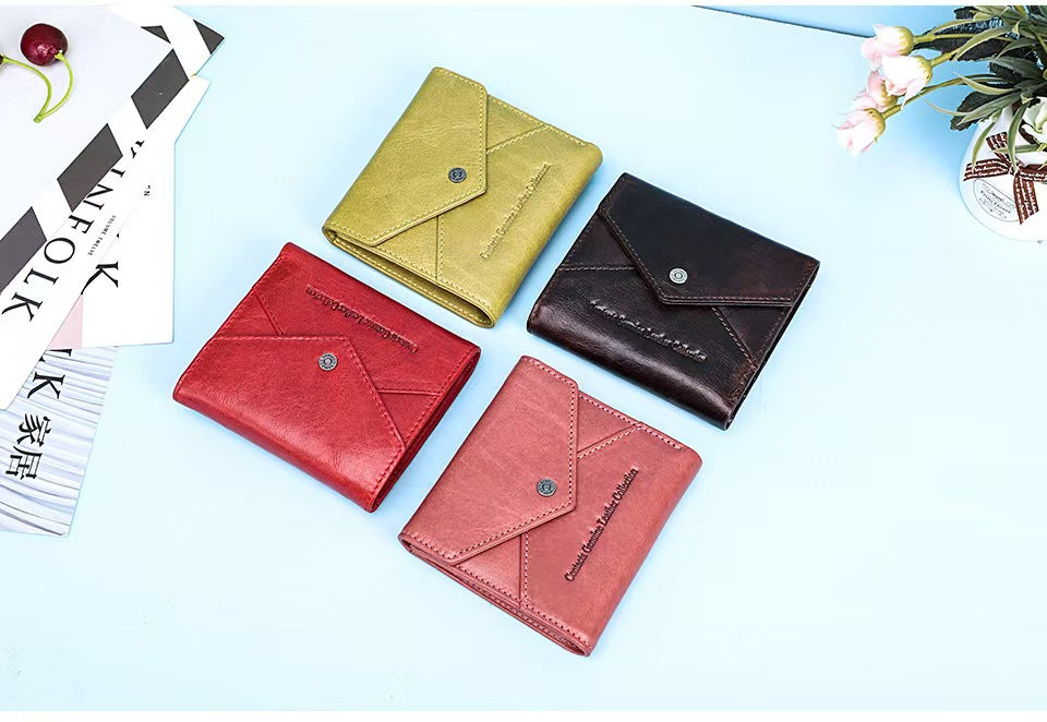 Casual short envelope bag rfid protection wallet