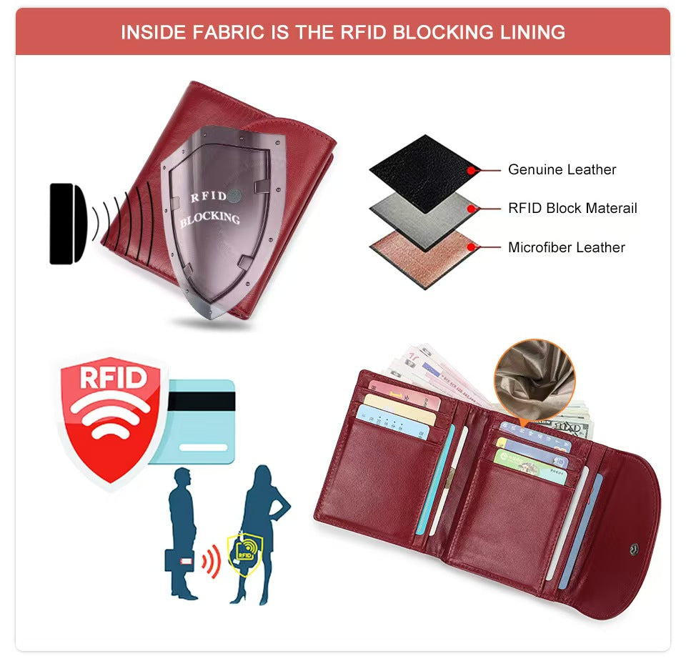 Solid color small rfid wallet women