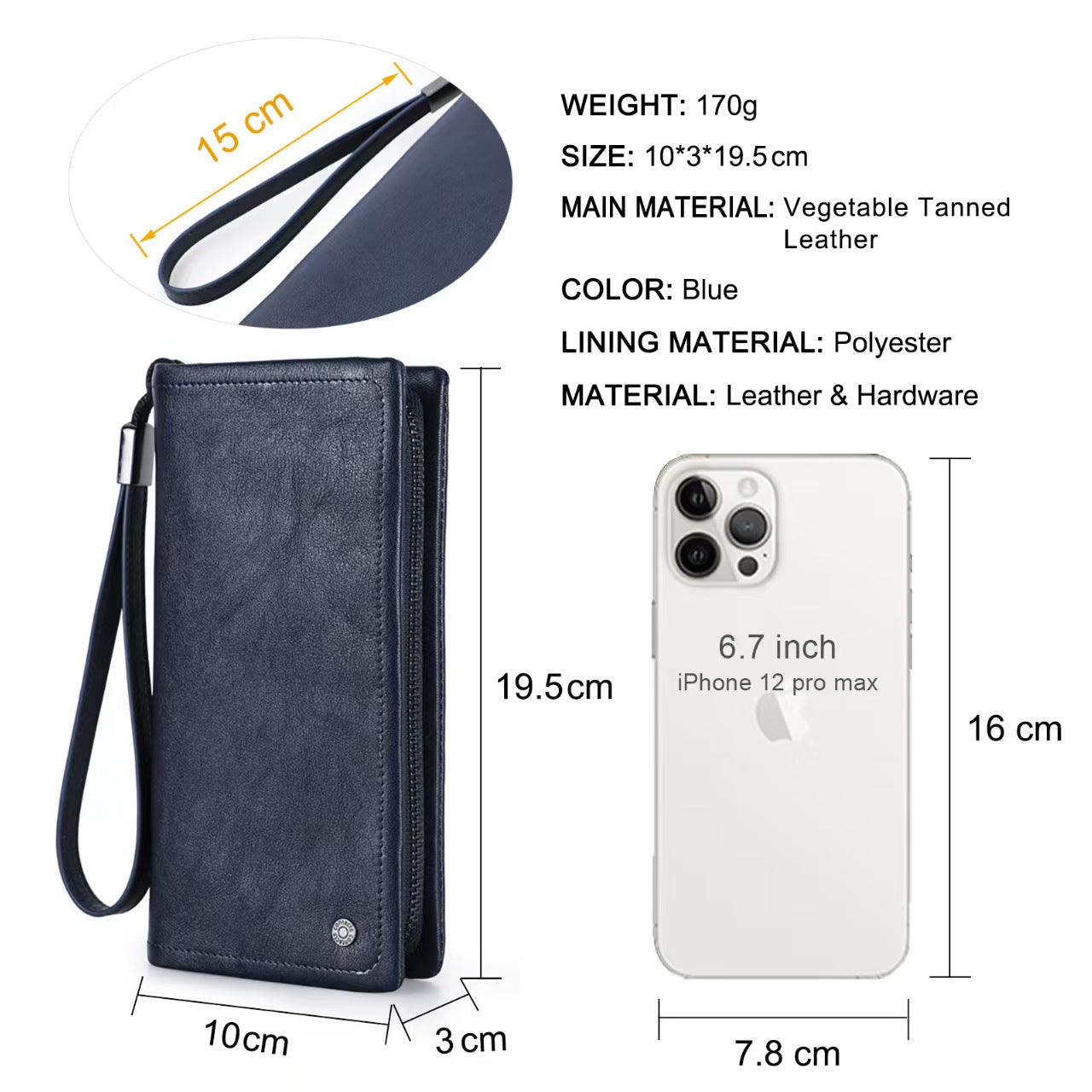 Long casual men's leather wallet rfid wallet