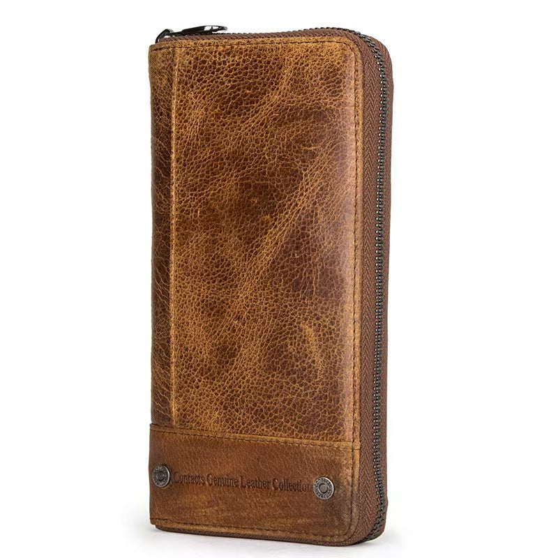 Vintage Crazy Horse Leather Men's RFID Blocking Wallet