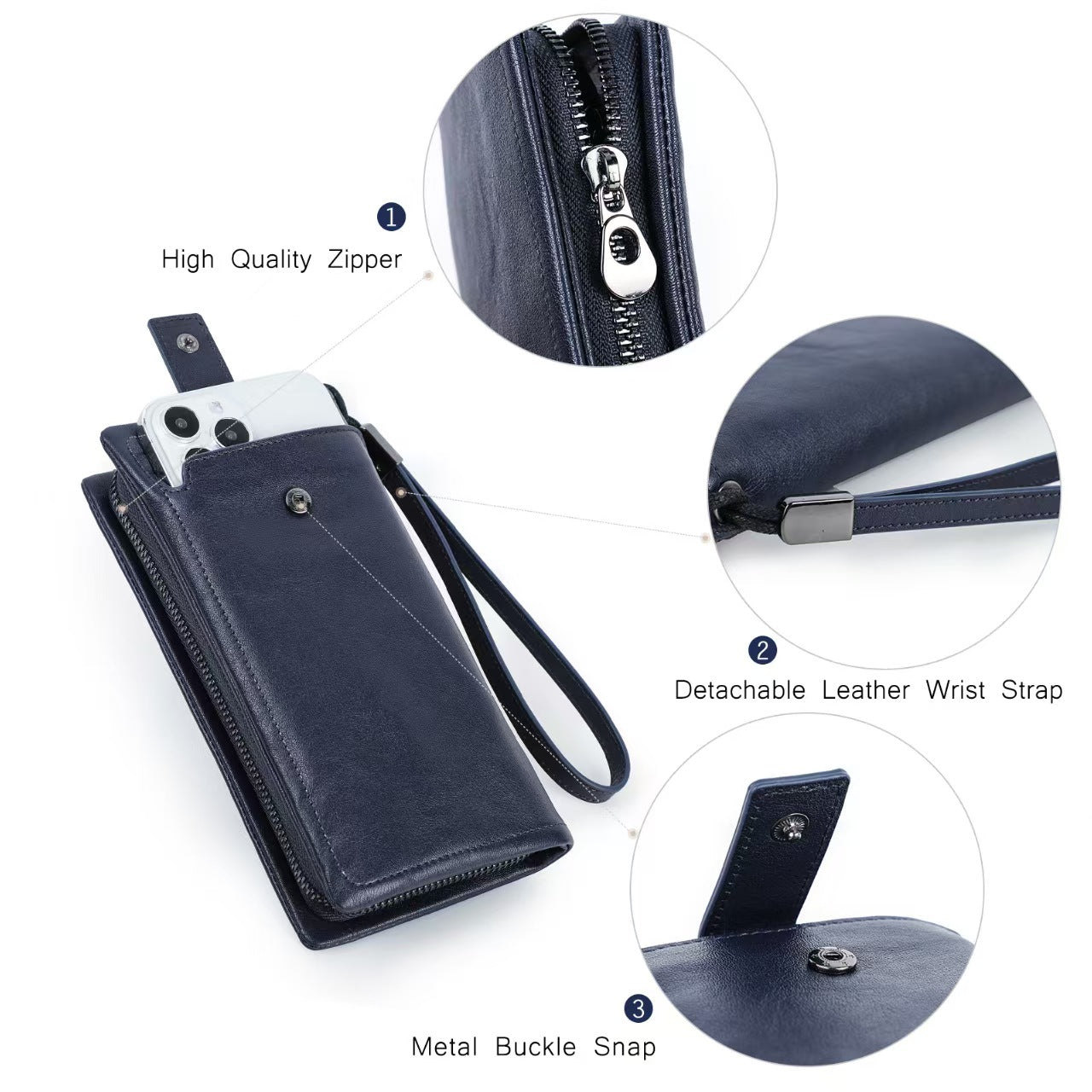 Long casual men's leather wallet rfid wallet