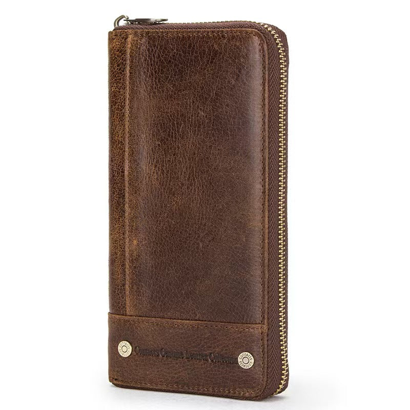 Vintage Crazy Horse Leather Men's RFID Blocking Wallet