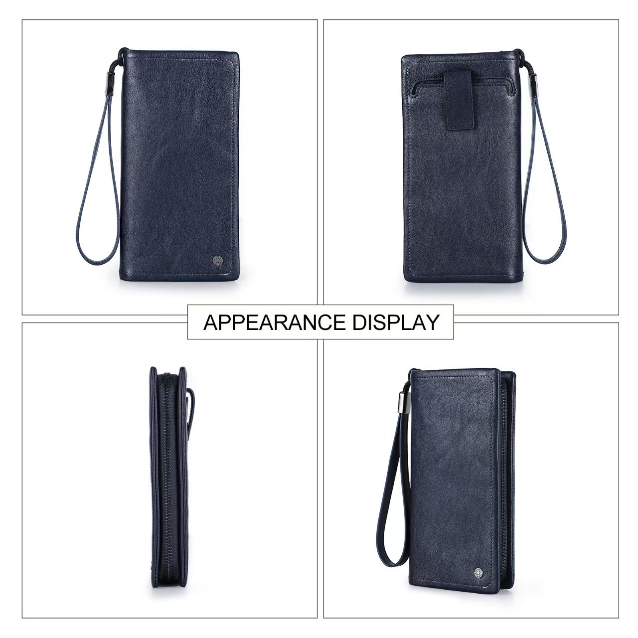 Long casual men's leather wallet rfid wallet