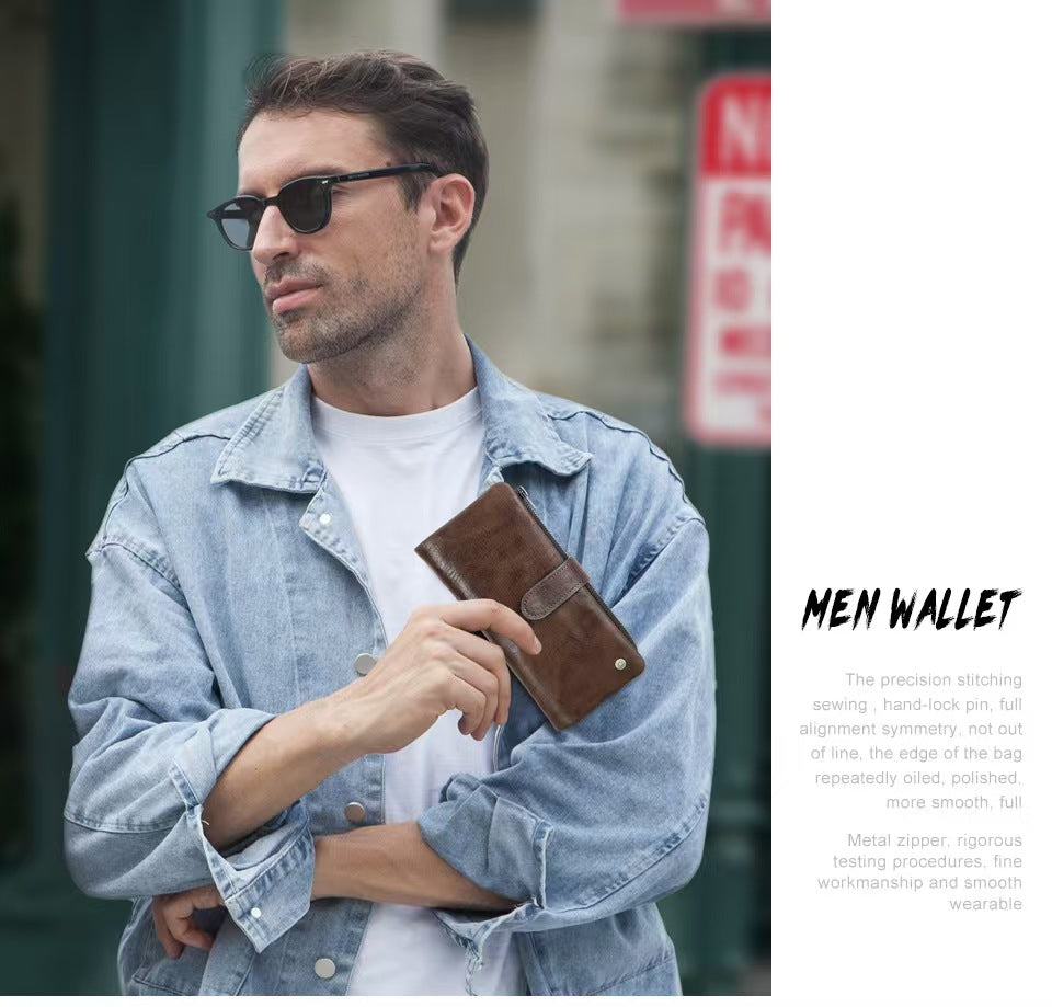 Detachable long wallet for men rfid wallet