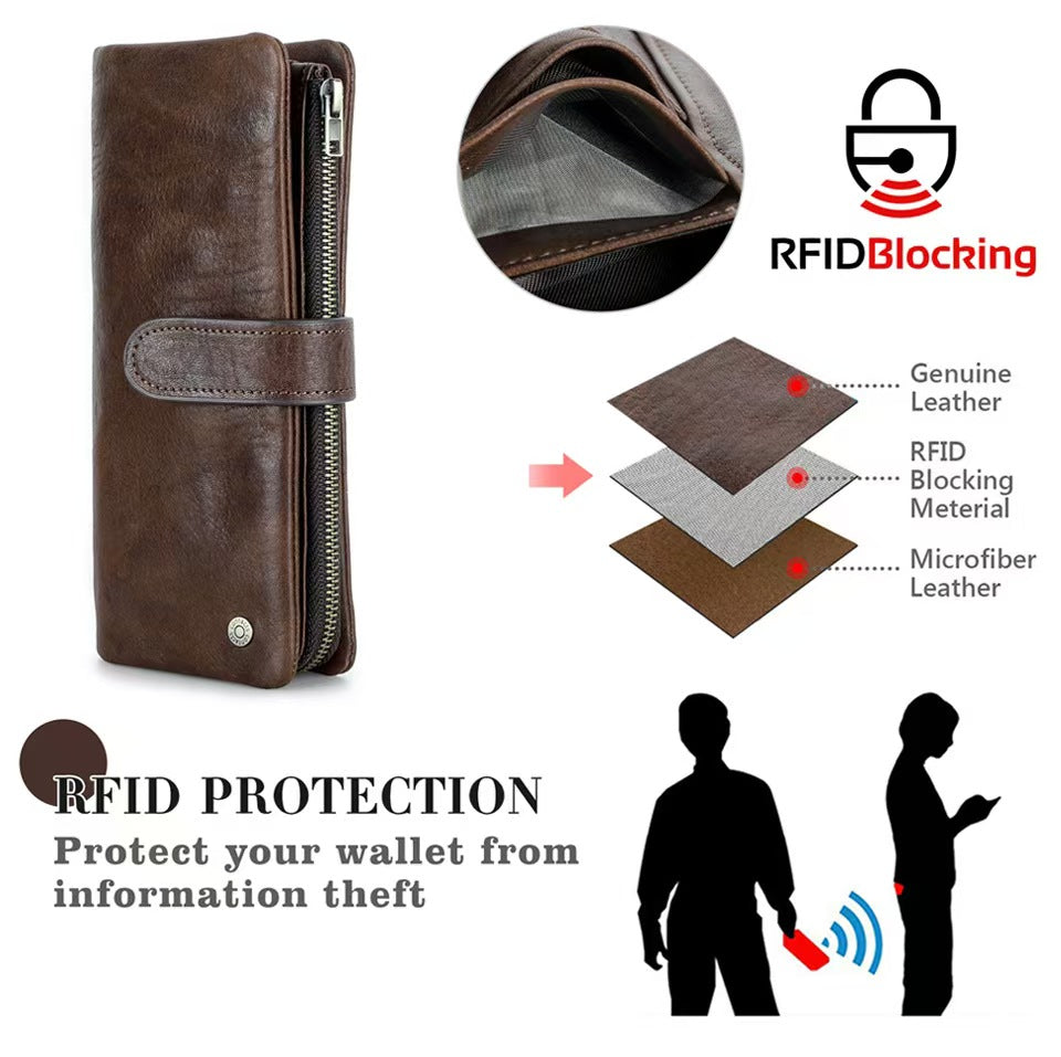 Detachable long wallet for men rfid wallet