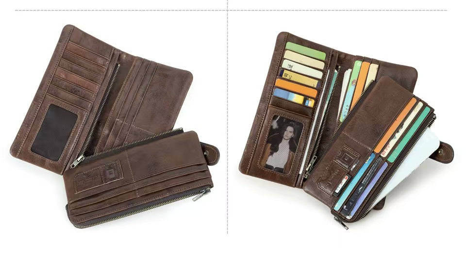 Detachable long wallet for men rfid wallet