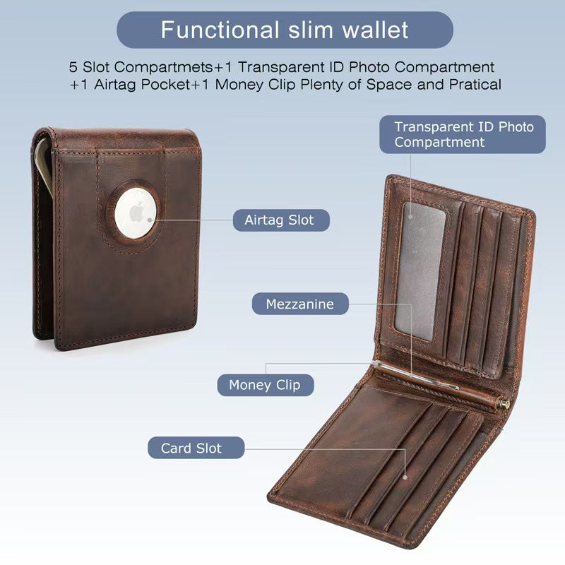 With Airtag slot rfid slim minimalist wallet