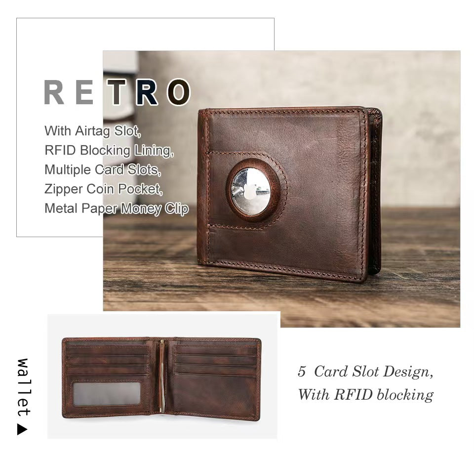 With Airtag slot rfid slim minimalist wallet